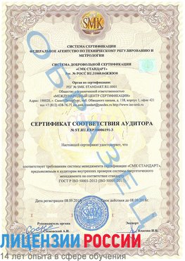 Образец сертификата соответствия аудитора №ST.RU.EXP.00006191-3 Ленинск-Кузнецкий Сертификат ISO 50001